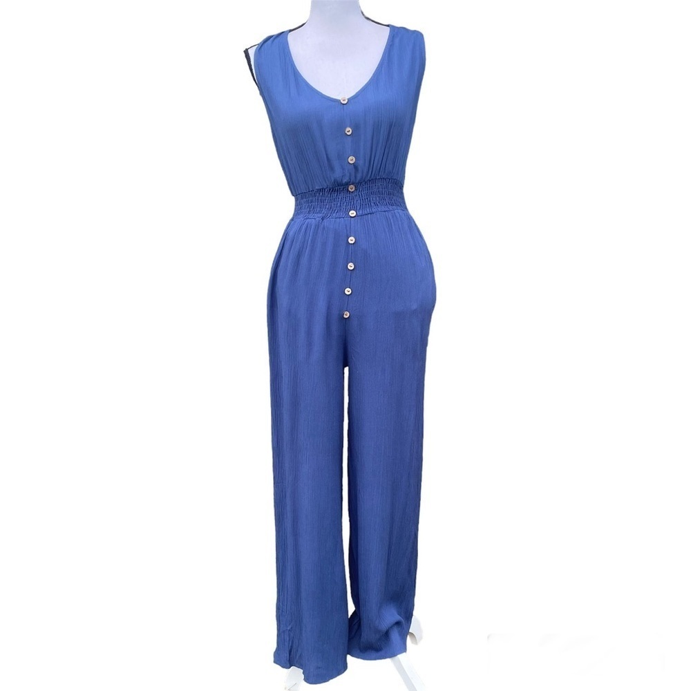Newbury Kustom Wide Leg Romper Jumpsuit Blue Size Small